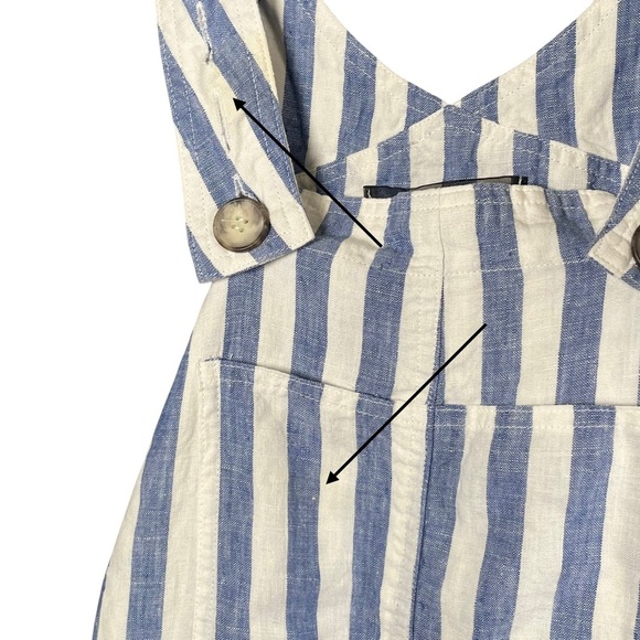 Reformation Size 2 Striped Farmer Alls Jumpsuit in Blue Conductor Stripe - Picture 6 of 10